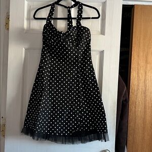 Black Polka Dot Halter Dress